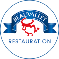 Beauvallet Restauration logo with red bull and blue ribbon