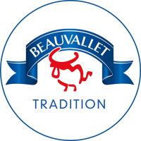 Beauvallet Tradition logo with red bull and blue ribbon