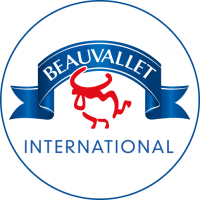 Beauvallet International logo with red bull and blue ribbon