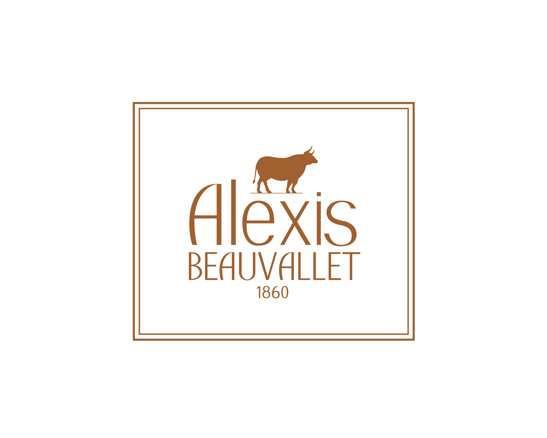 Alexis Beauvallet logo with cow illustration, established 1860