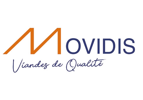 Movidis logo with tagline 'Viandes de Qualité' in blue and orange