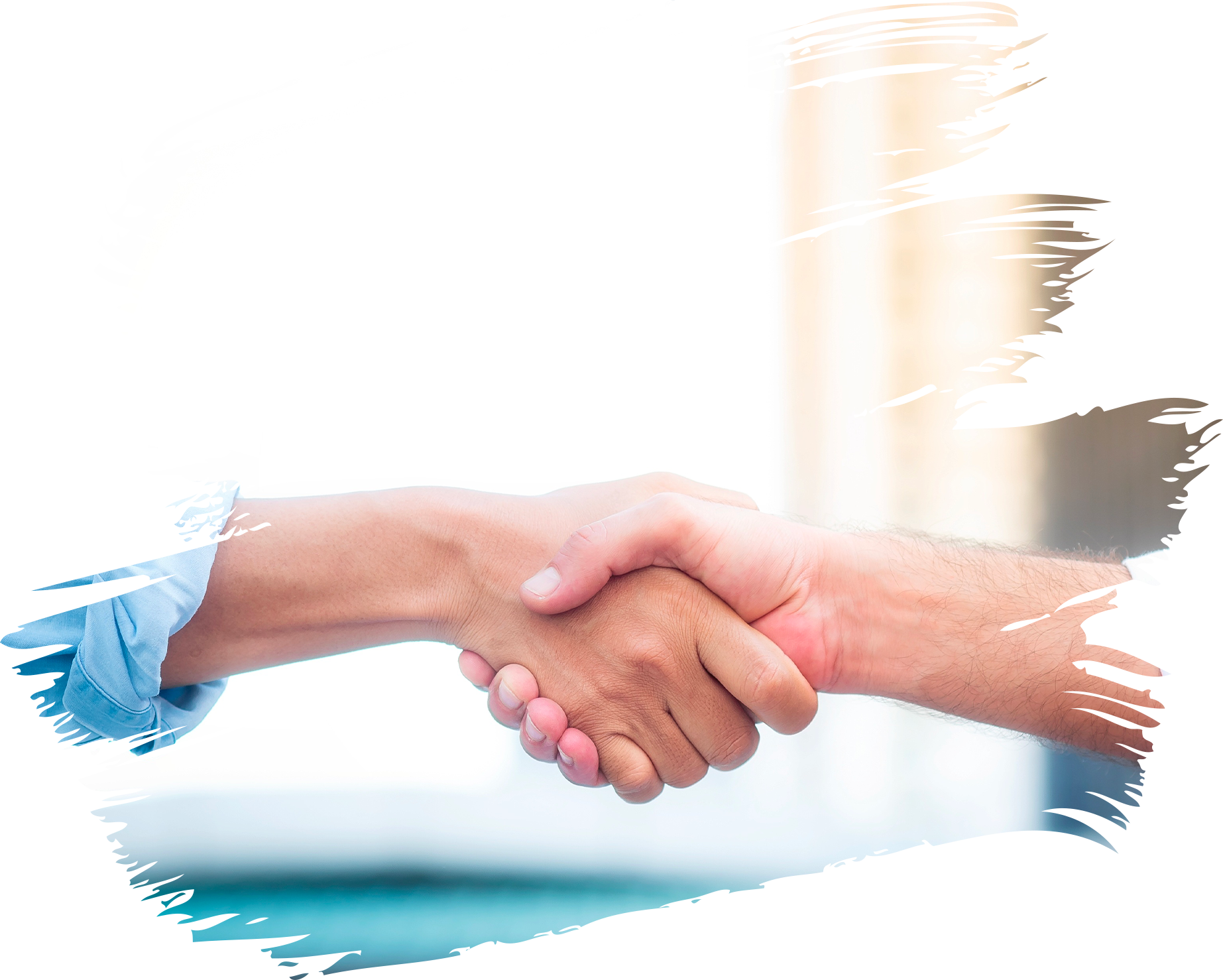 Two people shaking hands in a business setting