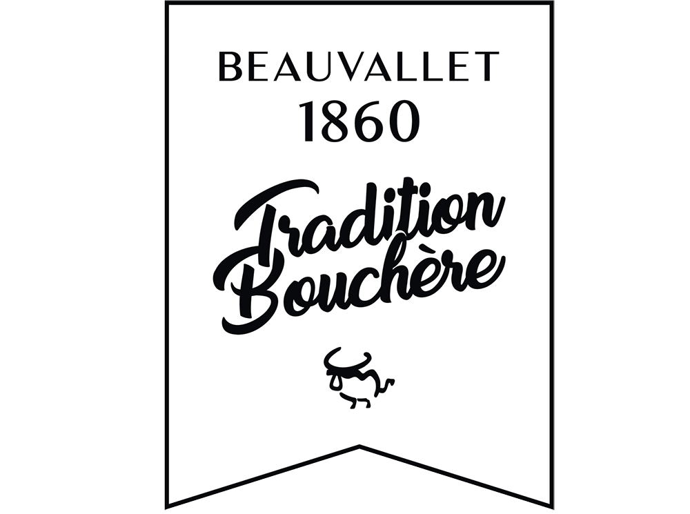 Beauvallet 1860 logo with Tradition Bouchère text and bull icon