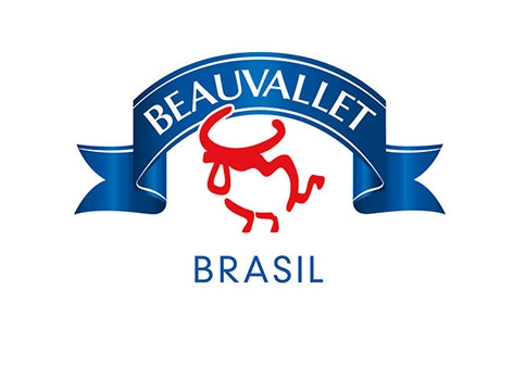 Beauvallet Brasil logo with blue ribbon and red bull graphic